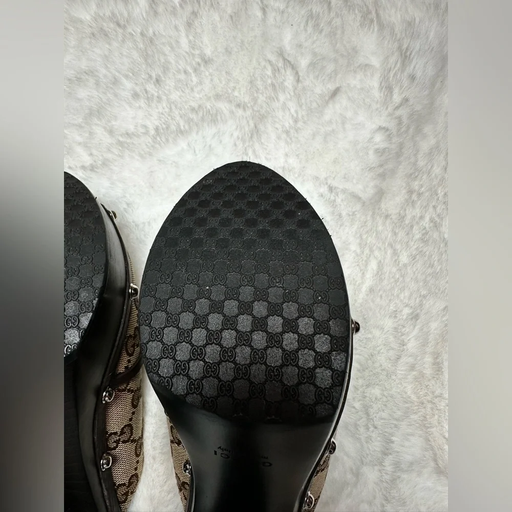 Gucci Women's Brown Monogram Mules - Picture 12 of 17